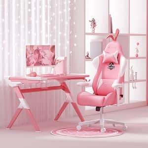 AUTOFULL gaming chair pink bunny ergonomic gamer chair